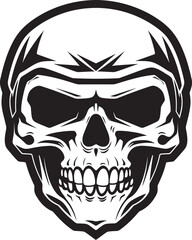 SkeleShield Skull Wearing Helmet Graphic Logo BoneKnight Helmeted Skull Icon Design