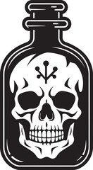 Skull Draught Vector Icon with Skull Confined in Glass Elixir Essence Skull in Bottle Graphic Design
