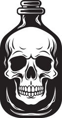 Fototapeta premium Phantom Flask Bottle Imprisoned Skull Graphic Icon Spectral Spirits Vector Design with Skull Captive in Bottle