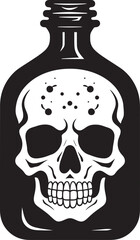Bone Brew Bottle Imprisoned Skull Graphic Spirit Vessel Vector Icon with Skull Captive in Bottle