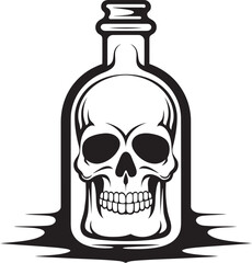 WraithWine Skull Graphic Icon Design SpiritsContained Vector Logo with Skull Trapped in Bottle