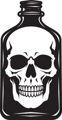 GhostlyGarnish Bottle Contained Skull Logo WraithWhiskey Vector Design with Skull Trapped in Bottle