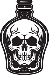 EnchantedElixir Vector Icon with Skull Encased in Glass HauntingHollow Skull in Bottle Graphic Icon