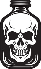 GhostlyGoblet Bottle Trapped Skull Logo WraithWine Vector Design with Skull Captive in Bottle