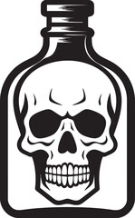 WraithWine Vector Design with Skull Captive in Bottle SpiritStowaway Skull Graphic Icon Design