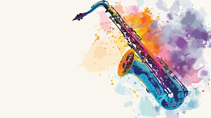 Watercolor saxophone illustration colorful vector  - obrazy, fototapety, plakaty