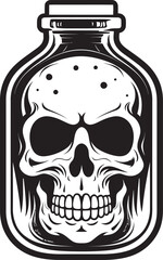 GhostlyGlass Bottle Contained Skull Logo SkullSwirl Vector Design with Skull Ensnared in Bottle