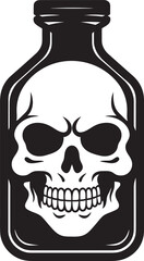 BoneBottle Bottle Imprisoned Skull Logo Design EnchantedElixir Vector Icon with Skull Encased in Glass
