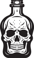 Elixir Essence Skull in Bottle Vector Design Macabre Mixer Bottle Contained Skull Logo