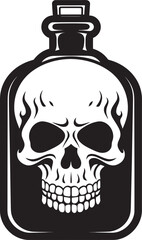 Phantom Flask Vector Design with Skull Trapped in Bottle Spectral Spirits Skull Graphic Icon Design