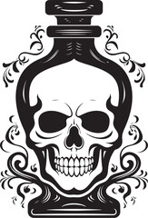 Phantom Potion Skull in Bottle Graphic Icon Spirit Shroud Bottle Contained Skull Logo Design