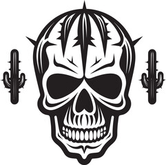Prickly Peril Vector Icon of Skull with Cactus Skeletal Succulent Cactus and Skull Logo Design