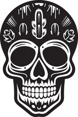Thorned Templar Vector Design of Skull and Cactus Cactus Cadaver Skull with Cactus Icon Graphic