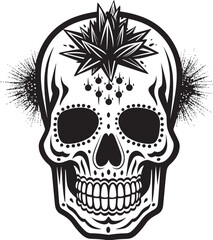 Desert Dread Skull with Cactus Icon Graphic Thorny Terror Vector Icon of Skull with Cactus