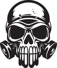 Biohazard Barrier Gas Mask Adorned Skull Graphic Logo Plague Protector Vector Logo with Skull and Gas Mask