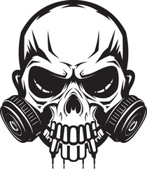 Toxic Tango Vector Icon with Gas Masked Skull Contagion Custodian Gas Mask Adorned Skull Graphic Logo
