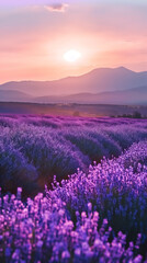 Fototapeta premium Serene Lavender Fields at Sunset