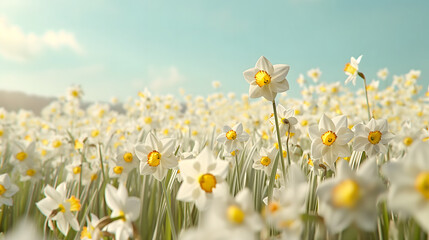 Serene Field of Blooming Daffodils