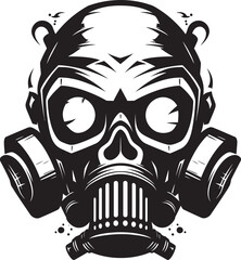 Contagion Custodian Gas Mask Adorned Skull Graphic Logo Skull Sentinel Vector Logo with Skull in Gas Mask