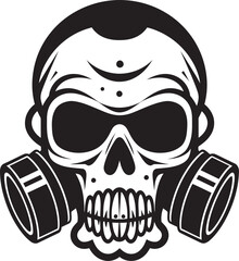 Biohazard Emblem Vector Icon with Skull in Gas Mask Contaminated Cranium Gas Masked Skull Graphic Logo