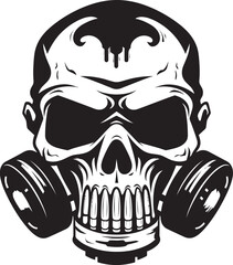 Bio Skull Sentinel Gas Mask Clad Skull Graphic Logo Apocalyptic Armor Vector Logo with Skull and Gas Mask