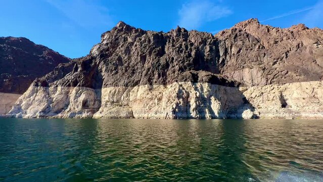 Bathtub ring, showing low water levels at Lake Mead National Recreation Area near Las Vegas, Nevada Nevada