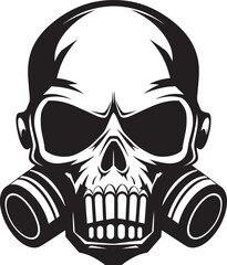 Bio Skull Sentinel Gas Mask Adorned Skull Graphic Logo Toxicity Guardian Vector Logo with Skull in Gas Mask