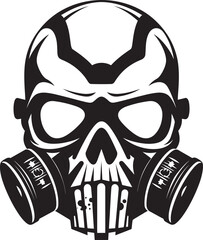 Plague Protector Vector Icon with Gas Masked Skull Eerie Emanation Gas Mask Adorned Skull Graphic Logo