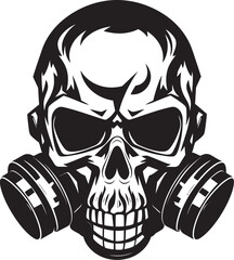 Apocalyptic Armor Vector Logo with Skull and Gas Mask Chemical Conqueror Gas Mask Adorned Skull Icon Design