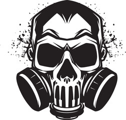 Viral Vigilante Gas Mask Adorned Skull Icon Design Hazardous Guardian Vector Icon with Gas Masked Skull