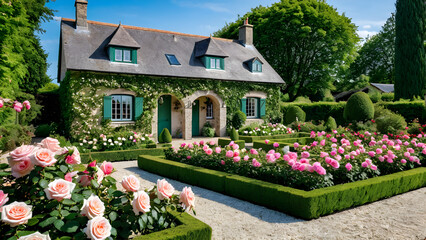 Fototapeta na wymiar rose, garden, house, flower, flowers, Generative AI,
