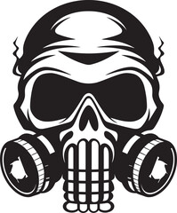 Bio Skull Sentinel Gas Mask Adorned Skull Graphic Logo Toxicity Guardian Vector Logo with Skull in Gas Mask