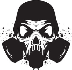 Toxicity Guardian Vector Logo with Skull in Gas Mask Apocalypse Avenger Gas Mask Adorned Skull Icon Design