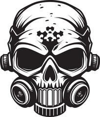 Radiated Remains Vector Logo with Skull in Gas Mask Hazard Headhunter Gas Masked Skull Icon Design