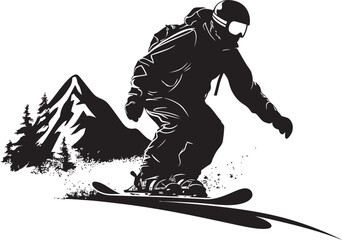 Mountain Carver Snowboarding Man Icon Design Glacier Glide Vector Logo featuring Snowboarding Man