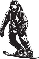 Alpine Thrill Vector Icon of Snowboarding Man Powder Trailblazer Graphic Logo with Snowboarding Man