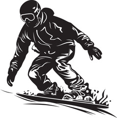 Avalanche Ace Vector Logo with Snowboarding Man Graphic Frost Rider Emblem Snowboarding Man Logo Design