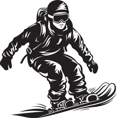 Frost Rider Emblem Snowboarding Man Logo Design Alpine Thrill Vector Icon of Snowboarding Man