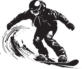 Powder Trailblazer Graphic Logo with Snowboarding Man Mountain Carver Snowboarding Man Icon Design