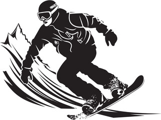 Mountain Carver Snowboarding Man Icon Design Glacier Glide Vector Logo featuring Snowboarding Man