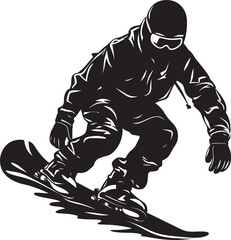 Fototapeta premium Mountain Carver Snowboarding Man Icon Design Glacier Glide Vector Logo featuring Snowboarding Man