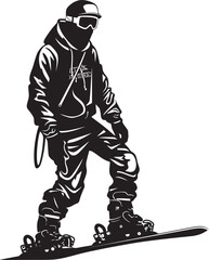 Frost Rider Emblem Snowboarding Man Logo Design Alpine Thrill Vector Icon of Snowboarding Man