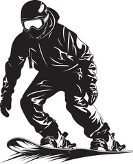 Blizzard Warrior Snowboarding Man Logo Graphic Frosty Ascent Vector Icon of Snowboarding Man