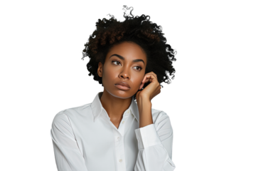 Close up of a thoughtful african woman
