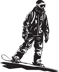 Slope Shredder Graphic Design with Snowboarding Man Icon Blizzard Daredevil Snowboarding Man Logo Graphic
