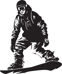 Glacier Glide Vector Icon of Snowboarding Man Summit Swoosh Snowboarding Man Icon Design