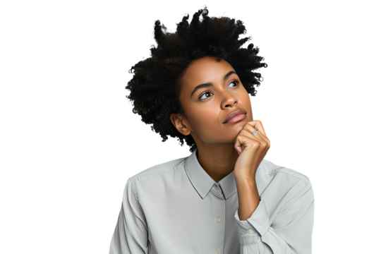 Close up of a thoughtful african woman