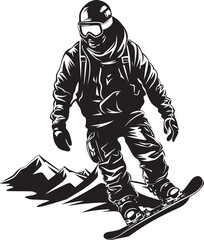 Alpine Adrenaline Vector Icon with Snowboarding Man Powder Plunge Graphic Logo of Snowboarding Man
