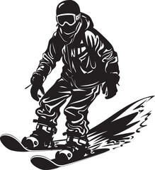 Glacier Glide Vector Icon of Snowboarding Man Summit Swoosh Snowboarding Man Icon Design