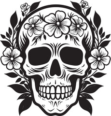 Meadow Mirage Flower Skull Icon in Bold Line Artistry Floral Skull Artistry Bold Line Vector Logo Design